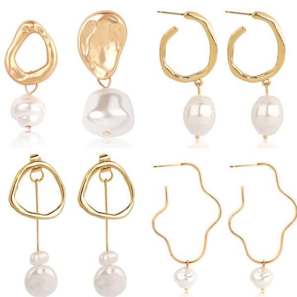 Ladies European And American Pearl Earrings Set Of 4