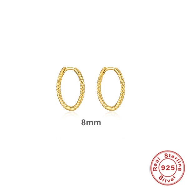 Twist S925 Sterling Silver Hipster Twisted String Round Ring Earrings