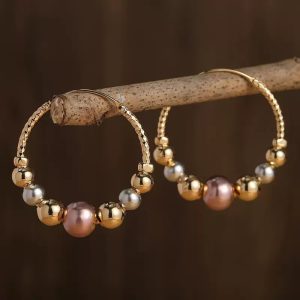 Large Circle Retro Fashion CCB Pearl Earrings