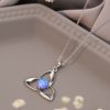 925 Silver Pendant White Round Opal Necklace