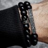 Frosted Stone Volcanic Stone Combination Beaded Men's Bracelet