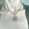 Stainless Steel Tribal Spiral Sun Pendant Necklace On Snake Chain