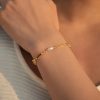 Copper Plating 18K Real Gold Color Retaining Inlaid Zircon Exquisite ABS Pearl Bracelet