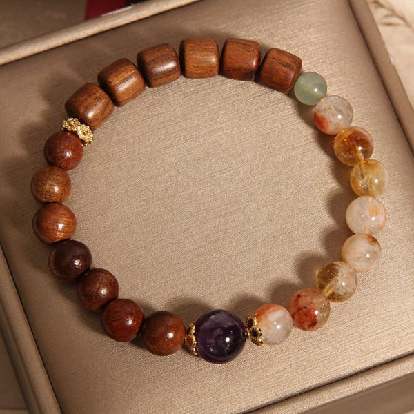 Yellow Pear Yellow Tower Crystal Ebony Amethyst Bracelet