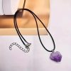 Natural Stone Amethyst Crystal Bud Irregular Rough Stone Necklace