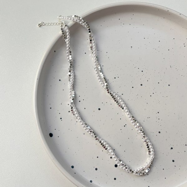 Double-layer Winding Small Pieces Of Silver Pearl Necklace For Women