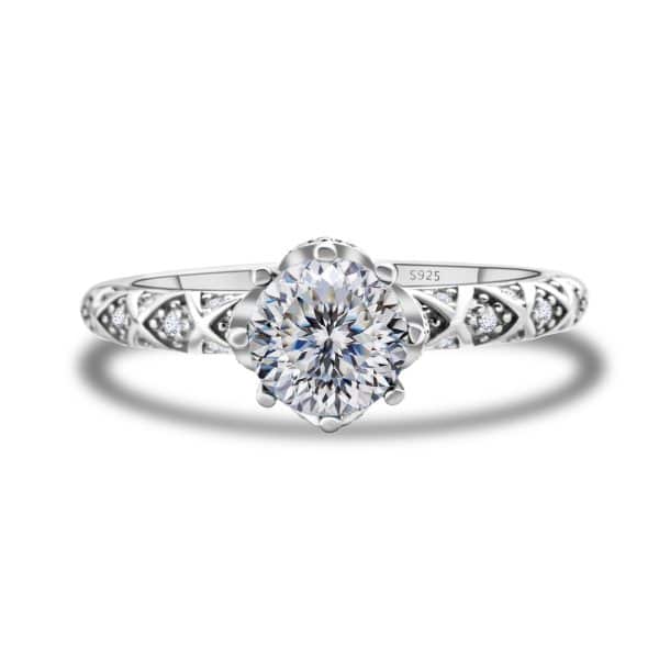 925 Sterling Silver Moissanite Ring Women's Pt950 Gold-plated Vine Winding Light Luxury
