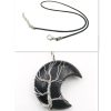 Cross-Border New Handmade Necklace Jewelry Moon Natural Crystal Stone Tree Of Life Jewelry Pendant Necklace Accessories
