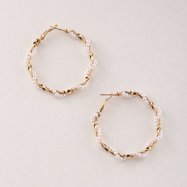 European And American Cross-border New Twining Pearl Big Circle Earrings