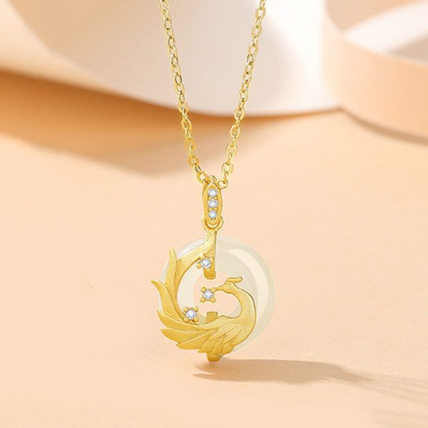 Sterling Silver Dragon And Phoenix Peace Buckle Men And Women Original Zodiac Dragon Black Onyx Necklace