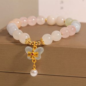 Candy Color Natural Morganite Bracelet Crystal Jade