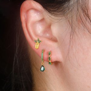 Water Drop Ear Studs Geometric Horse Eye Zircon 3-piece Set