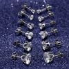 Women's Fashion Simple Stainless Steel Zircon Earings Set