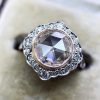 Rose Gold Two-tone Ring Alloy Inlaid Moissanite Women's Hand Jewelry