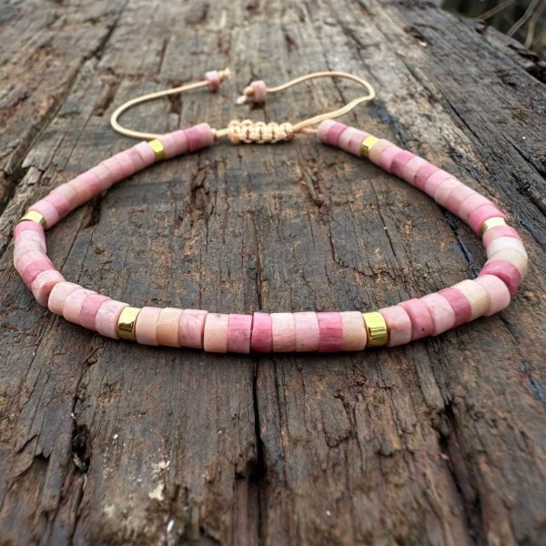 Natural Stone 42 Spacer Glitter Stone Crystal Adjustable Bracelet