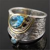 Creative Chinese Style Style Inlaid Blue Rhinestone Zircon Ring