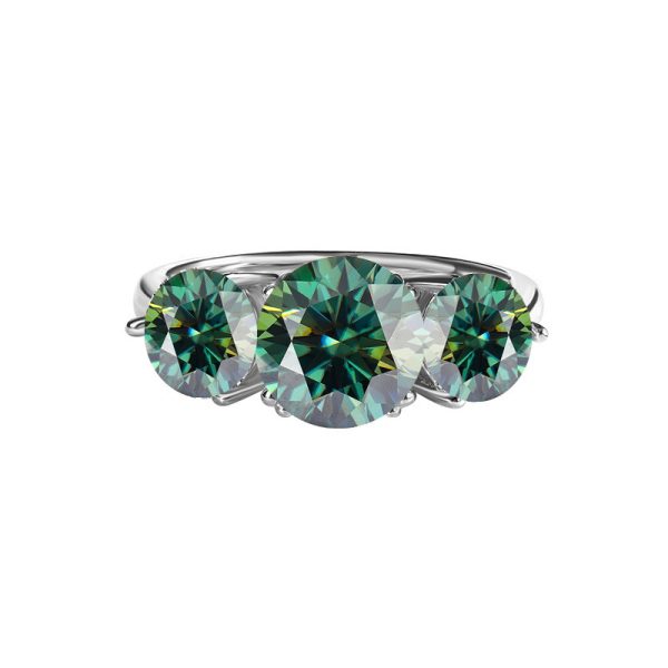 S925 Silver Moissanite Three-Life Stone 4 Karat Ring