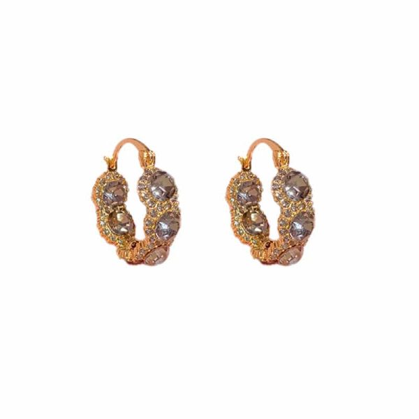 Light Luxury Unique Elegance Retro Opal Circle Ear Clip