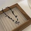 Natural Beaded Stone Butterfly Necklace