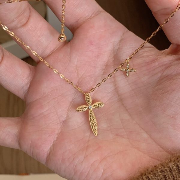 Mush Ice Cross Necklace Church Light Luxury Minority High-grade Female