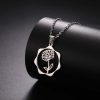 Stainless Steel Gold Snow Hualien Universe Flower-de-Luce December Flower Pendant Necklace