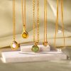 Retro 18K Gold Stainless Steel Titanium Steel Agate Stone Necklace