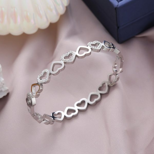 Heart-to-heart Buckle Diamond Bracelet Cold Style