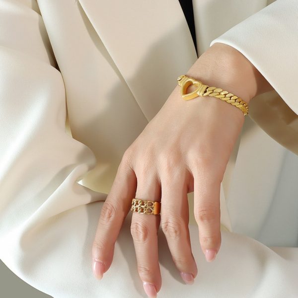 Trendy Fashion Hip Hop Style Titanium Steel Gold Plated Personalized Bracelet