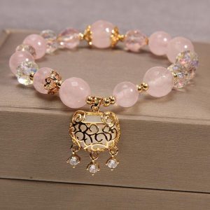 Yellow Agate Crystal Bracelet Female Gold Silk
