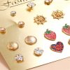 Strawberry Car Love Earrings 12 Pairs Set