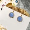 Color Stone Crystal Triangle Eight Color Stone Earrings Copper Micro Inlay