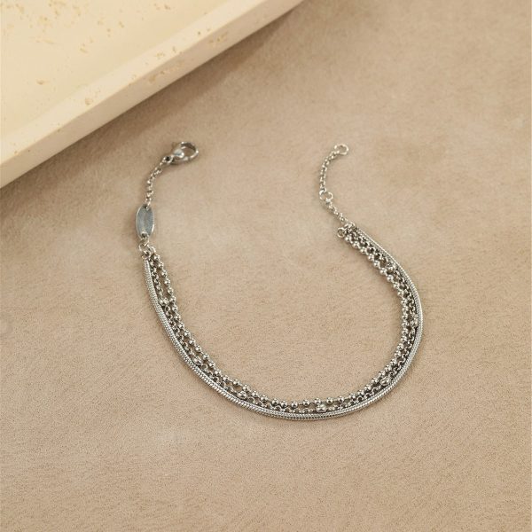 Multi-layer Stainless Steel Twin Inlaid Zircon Bracelet