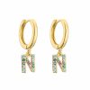 Micro-set Zircon Color Diamond Letter Earrings