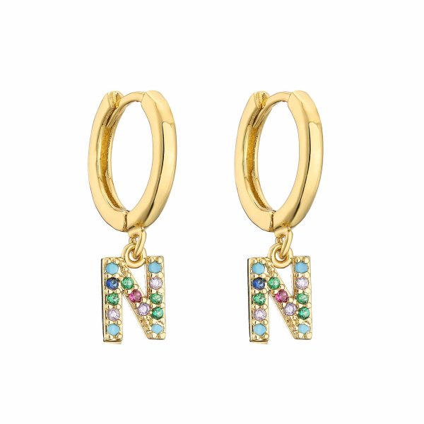 Micro-set Zircon Color Diamond Letter Earrings