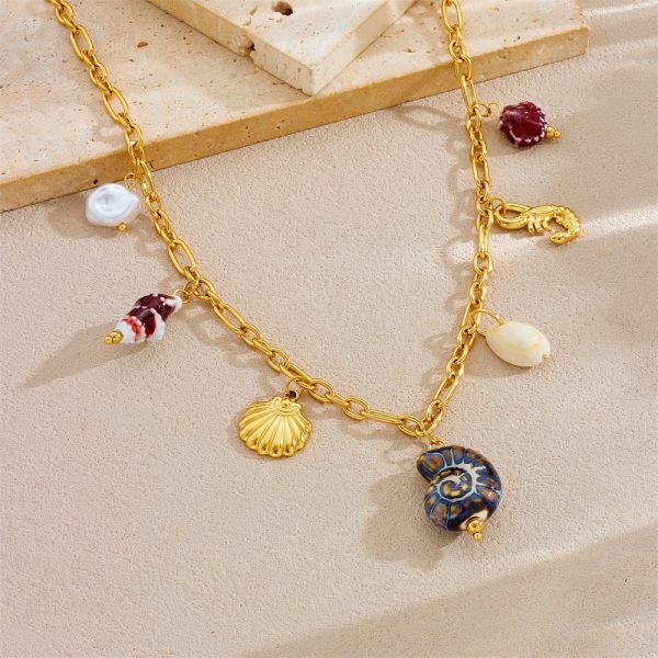Shell Starfish Sun Stainless Steel Necklace