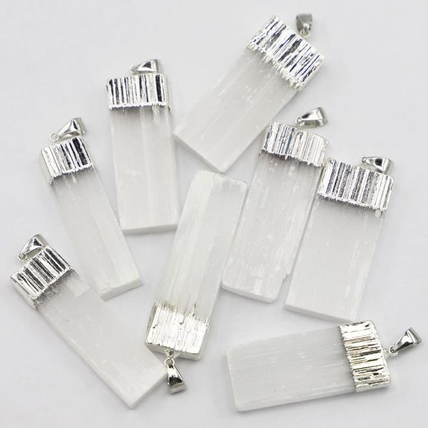 Gold Silver Natural Stone Gypsum Brimmed Pendant