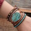 Natural Ocean Stone Leather Multi-layer Bracelet Simple