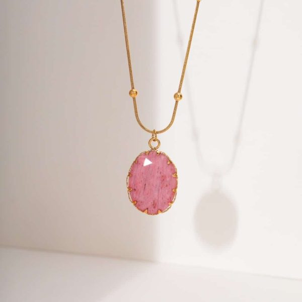 aa763780-754b-4188-83df-bda93e6e008e_trans.jpeg Rhodochrosite 18K Gold Titanium Steel Necklace Women's Fashion All-match High Sense