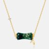 Natural Green Moss Stone Bamboo Necklace