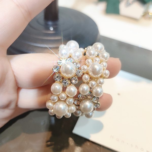 Silver Needle Temperament Pearl Circle Earrings Female Net Red
