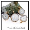 Irregular Natural Stone Gold-plated Flowers Pendant