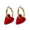 Exaggerated Glass Heart And Circle Ear Clip Trendy Earrings