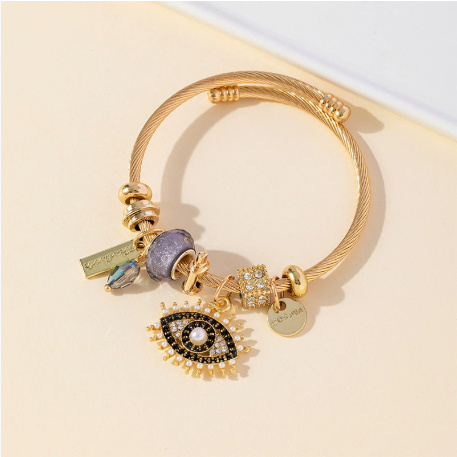Multi-Element Stainless Steel Copper Alloy Beaded Bracelet