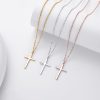 New S925 Sterling Silver Necklace Simple Glossy Cross Pendant Clavicle Chain Fashionable All Match Jewelry