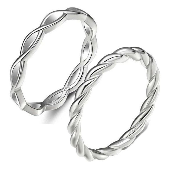 Simple Silver Jewlary Cross Twist Ring