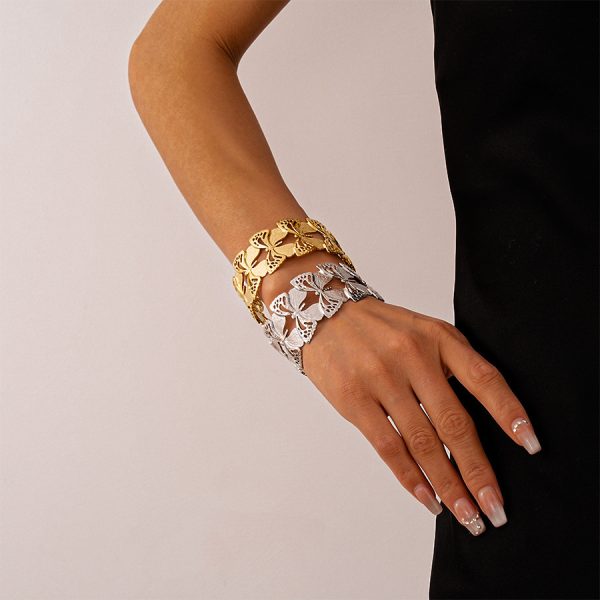 Women's Simple Titanium Steel Butterfly Open-end Bracelet