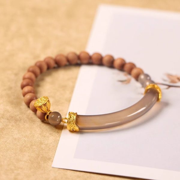 Sandalwood Smoke Purple Agate Double Bracelet