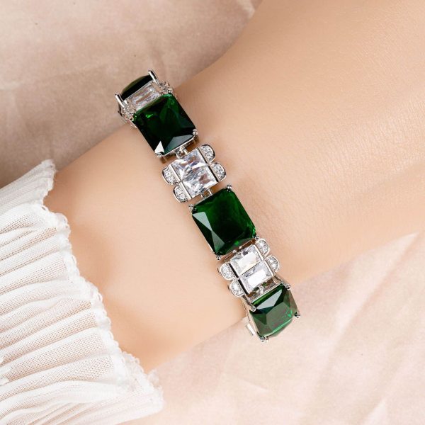 Wish Simple Colored Gems Zircon Small Square White Zircon Bracelet