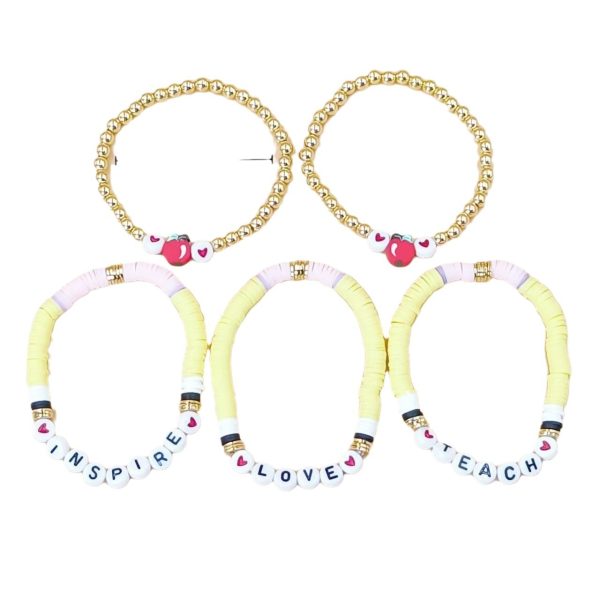 Letter Polymer Clay Beaded Bracelet