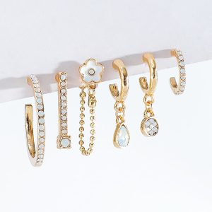 European And American Asymmetric Stud Earrings Set